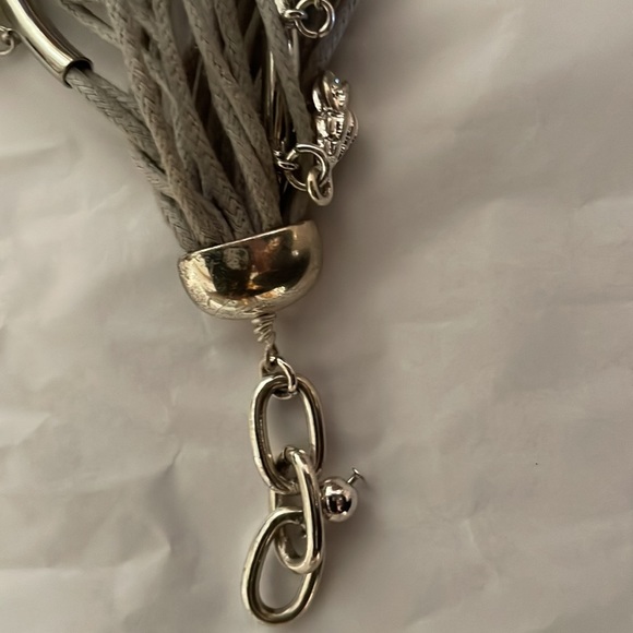 Multi Strands With Faux Pearls Crystal Rhinestones Charms Bracelet - Picture 5 of 7